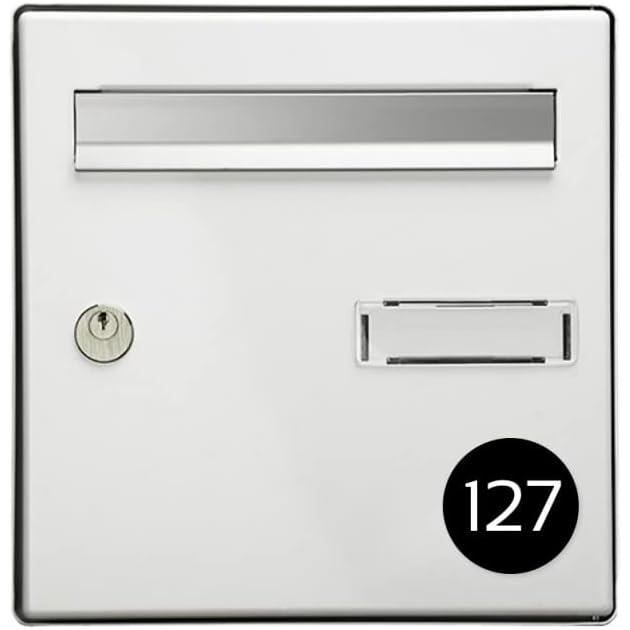 Numéro pour Boite aux Lettres Personnalisable Format Rond diamètre 60 mm Couleur Noir Chiffres