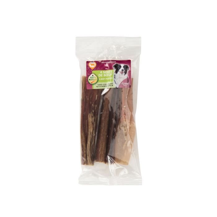 Friandise pour chien - AIME - 4 nerfs de bœuf séchés - 100% naturel - Sans colorant ni conservateur - 120 g Friandise pour chien - AIME - 4 nerfs de bœuf séchés - 100% naturel - Sans colorant ni conservateur - 120 g