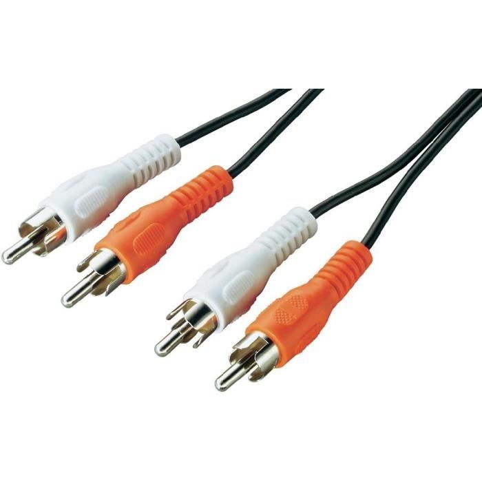 Câble audio TD® Câble 2 x RCA mâle/mâle 2m50 Convient aux téléviseurs HD, aux projecteurs