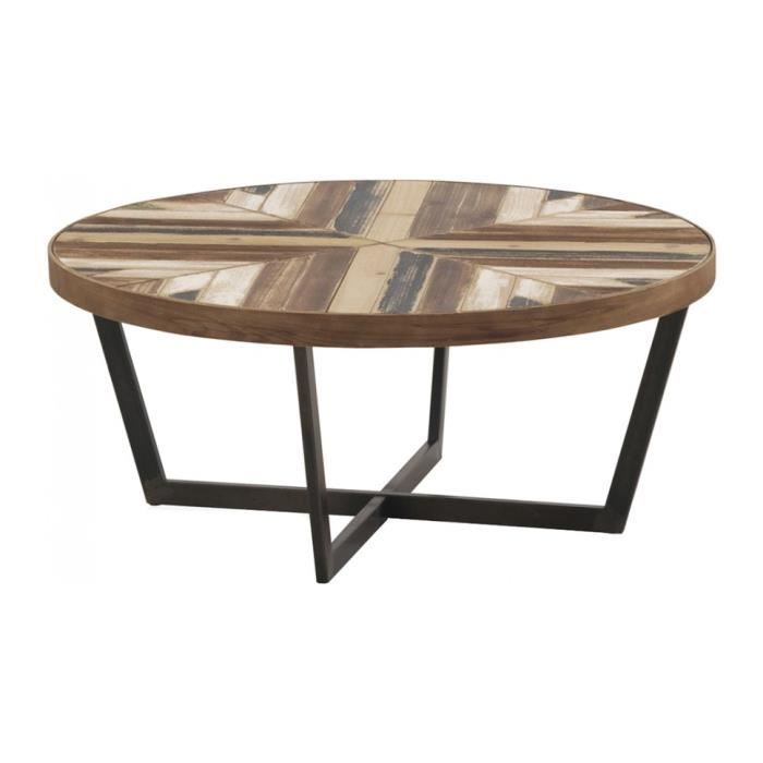 Table Basse Ronde Metal Noir Plateau Sapin Naturel Avec Motif 35 Naturel Achat Vente Table Basse Table Basse Ronde Metal Noir Cdiscount