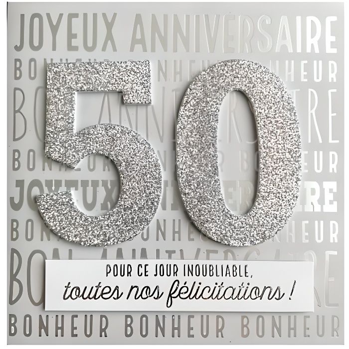 Carte De Voeux Glamour - Anniversaire - 50 Ans Blanc Argente - Cdiscount  Beaux-Arts et Loisirs créatifs