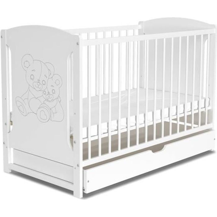Lit Bebe Tola 01 Blanc Tiroir Blanc Pin Cdiscount Puericulture Eveil Bebe