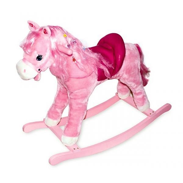 Cheval à bascule rose