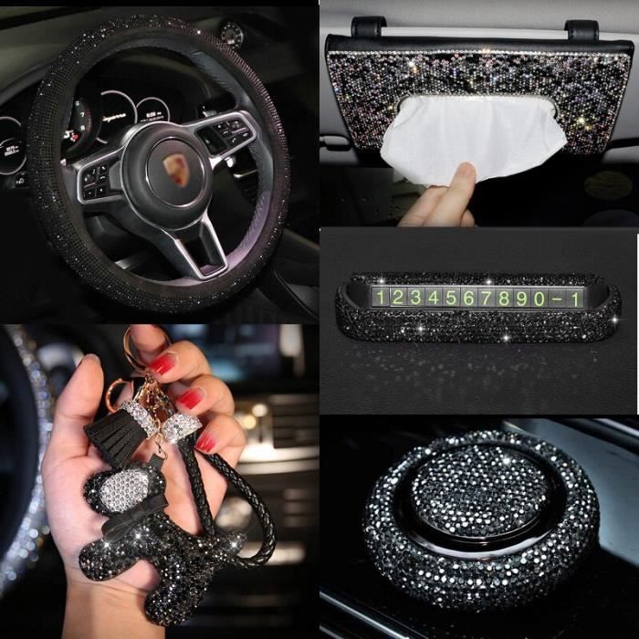 Accessoires d'intérieur de voiture en strass noir, housse de volant de  voiture en cristal, désodori crystal steering cov -GZ9087 - Cdiscount Auto