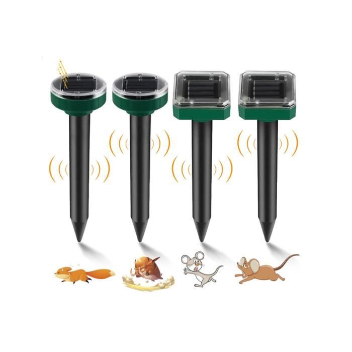 Lot De 4 Répulsifs Anti-Taupes Ultrasons Solaire – Puissant Chasse-Taupe Écologique Et Sans Danger