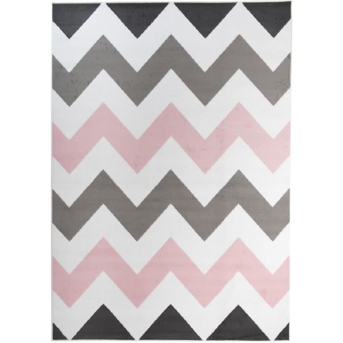 Tapiso Pinky Tapis Chambre Enfant Moderne Geometrique Zigzags Rose Blanc Gris Noir Fin 180 X 250 Cm Achat Vente Tapis Soldes Cdiscount