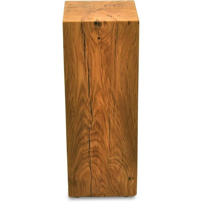 ms factory bloc de chêne massif - cube en bois - rondin de bois - bout de canapé,table de chevet 15 x 15x 110 cm