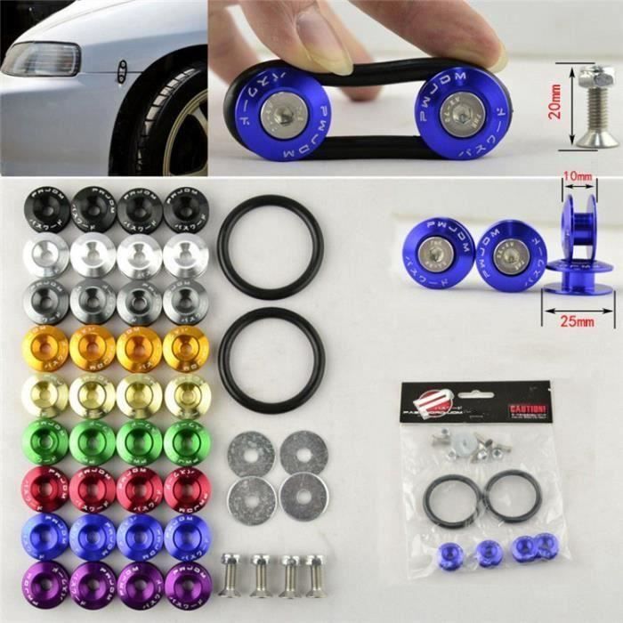 EVGATSAUTO Kit 20 Pièces Rondelles Et Boulons En Aluminium CNC Bleu - Tuning Moteur & Carrosserie Universel