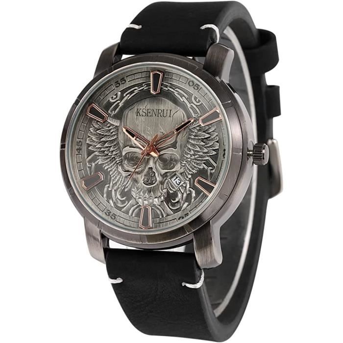 Montre quartz de luxe pour homme Noir Avec calendrier Pour