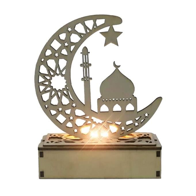 Acheter Lampe LED en bois pour Ramadan, décoration de fête musulmane,  éclairage DIY Eid Mubarak, décoration de salle