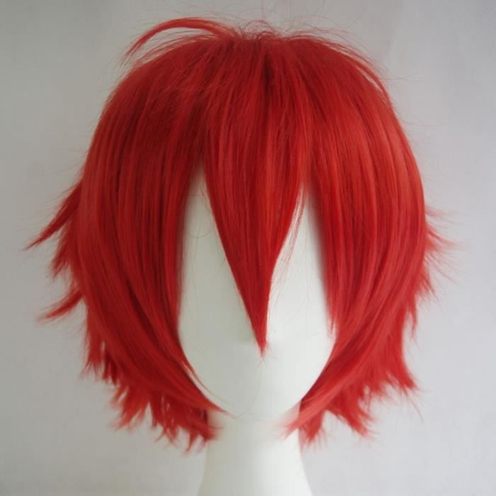 perruque cosplay rouge