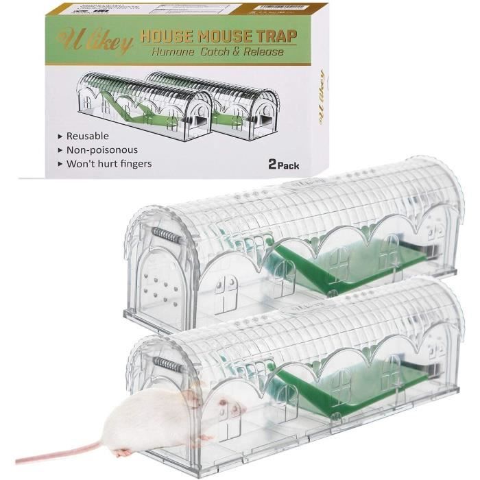 Piège à Souris Sans Tuer Lot De 2 - Cage Métallique Relâchement Vivant - 7x16x6,5 Cm - Nature/argenté