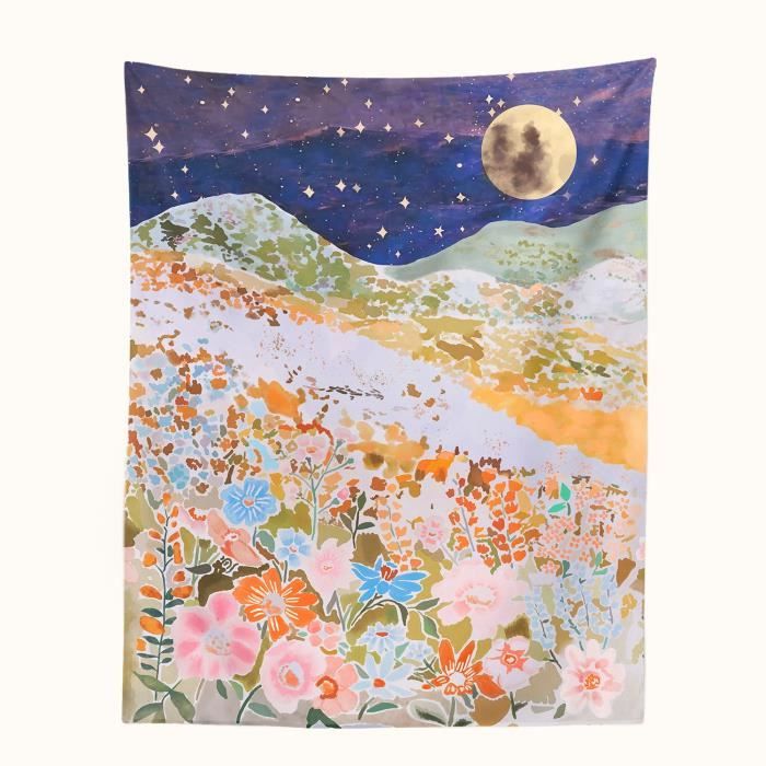Tapisserie Murale 3D Téléphérique Montagne Neige D'Hiver - Tenture Décorative 140x210 Cm Pour Salon Et Chambre