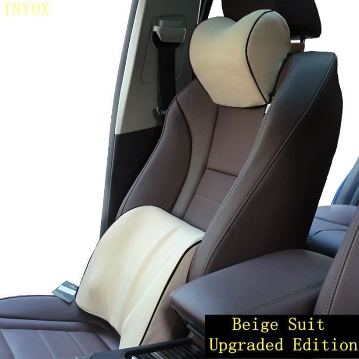 Set Coussin Lombaire + Appui-tête En Mousse Mémoire - Pour Chaise De Bureau, Voiture, Gaming - 4