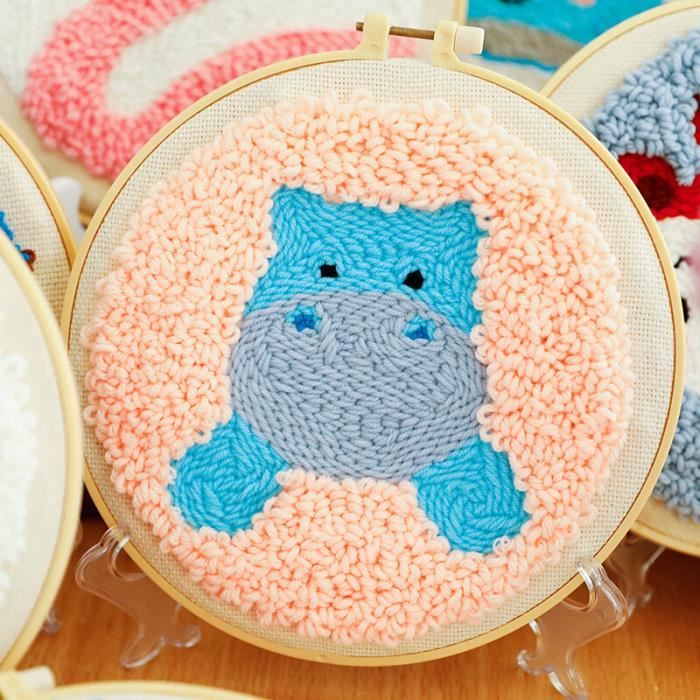 Kit Broderie Punch Needle Pour Débutants - Comprend Tissu, Fils, Aiguille, Cercle à Broder - Motif Inclus