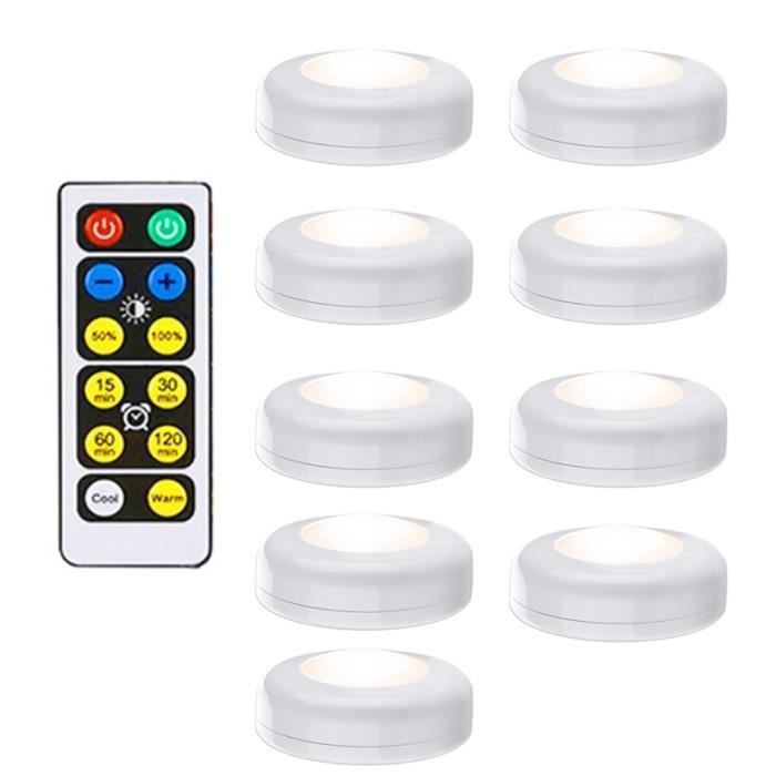 Pack De 9 Lampes D'armoire LED Rechargeables - Télécommande, Tactile, 3 Niveaux De Luminosité