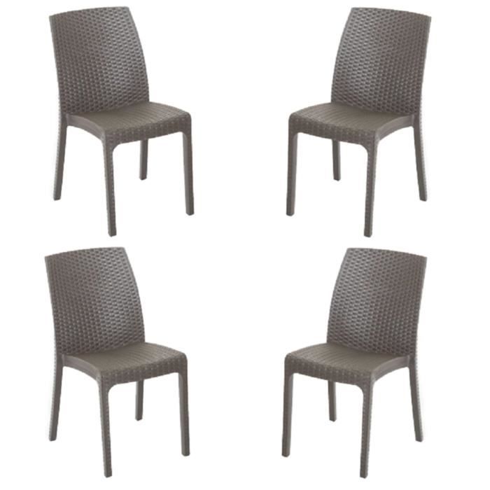 chaise de jardin en rotin polypropylène bica - virginia - empilable - blanc/marron
