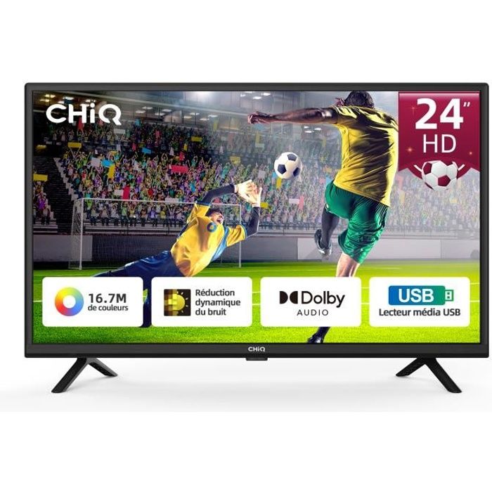 Téléviseur LED | CHiQ L24G5W | 60 cm (24pouces) | Lecteur Multimédia USB | Dolby Audio | TUNER | HDMI-USB-CI-RF