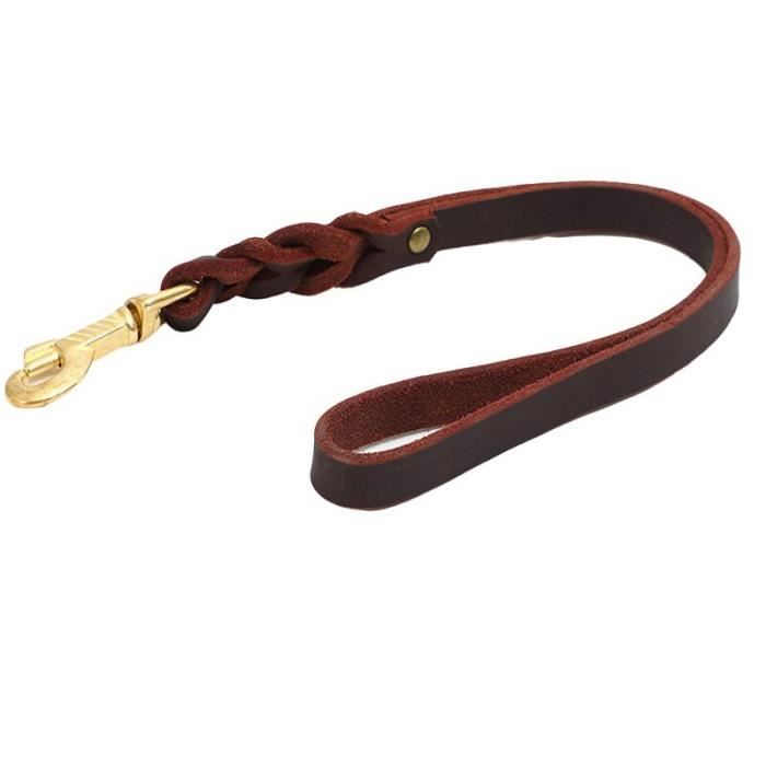 50cm Short Dog Leash One step pet traction belt Braided Real Leather