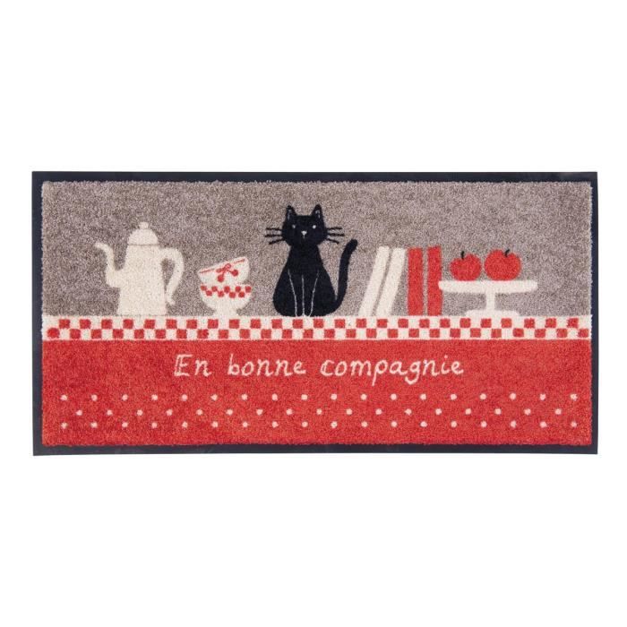 Tapis De Cuisine Bonne Compagnie Gris Rouge Motif Chat Antiderapant Idee Cadeau Original Pour Homme Femme Dlp Derriere La Porte Cdiscount Maison
