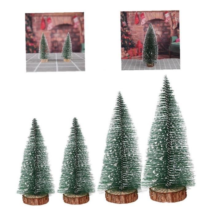 8Pcs Mini Sapin de Noël Artificiel et 1 Petit Train Rose Ornements Décoration Table Miniatures Modèle Arbres pour Fête Noël DIY Chambre Décor (Rose