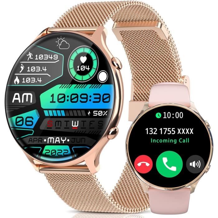 Montre Connectée Femme, 1.43" Ultra-Fin Écran Amoled Avec Appel