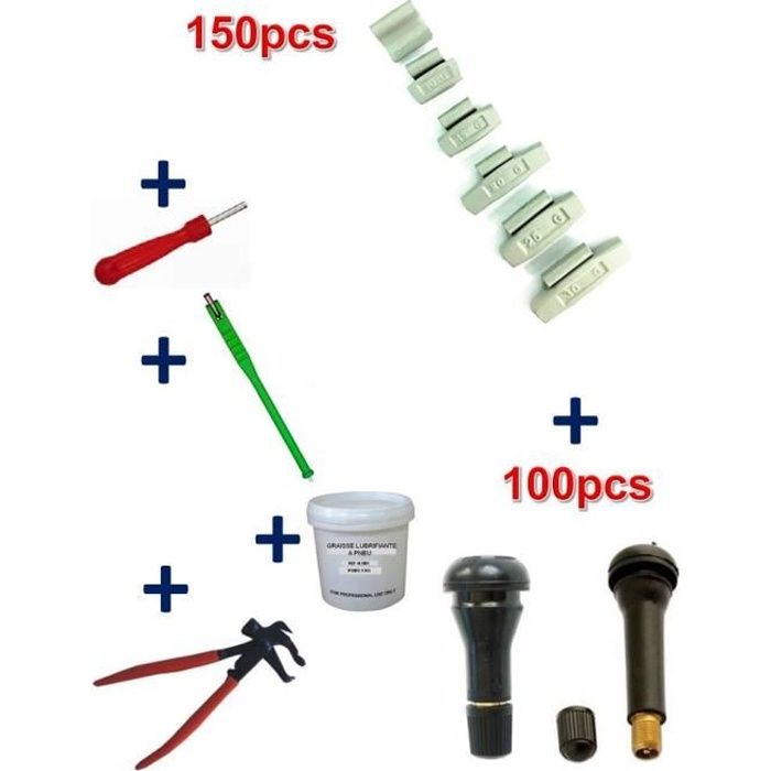 Graisse Pneu Pince Démonte Obus EQUIPEMENT EXPRESS SICOBA Kit 150 Plombs Masse d’Equilibrage à Frapper 5 à 30gr Tire Valve 