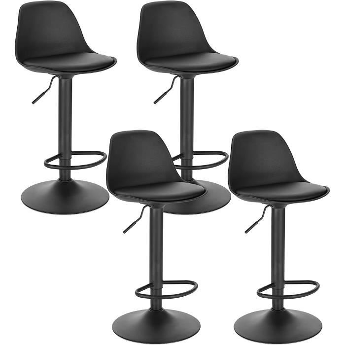 EUGAD Tabourets de Bar Lot de 4 pivotantTabouret de Bar en Cuir synthétique réglable en HauteurNoir E0AG0039-4