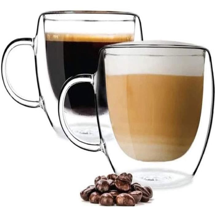 Lot de 4 grandes tasses à café tasses à cappuccino en verre 400 ml
