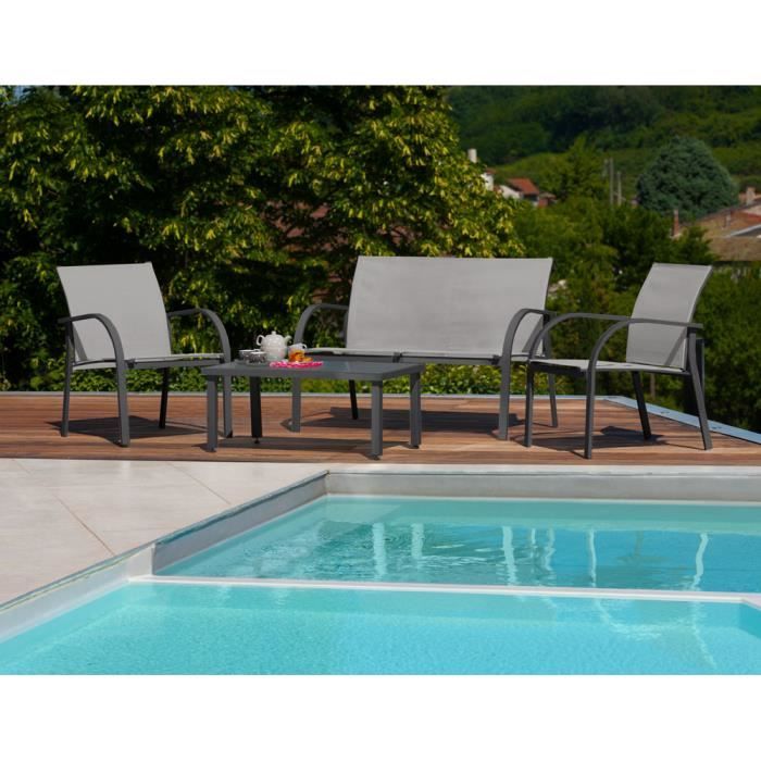 Salon Bas Gris Anthracite Et Gris Galet Achat Vente Salon Bas
