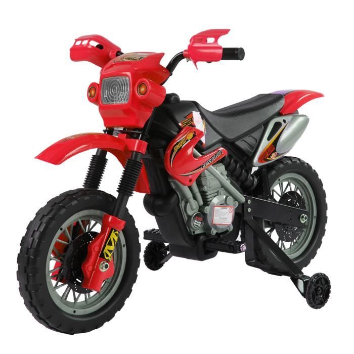 Moto cross électrique enfant HOMCOM - 3 à 6 ans - 6V - Effets lumineux et  sonores - Rouge et noir - Cdiscount Jeux - Jouets