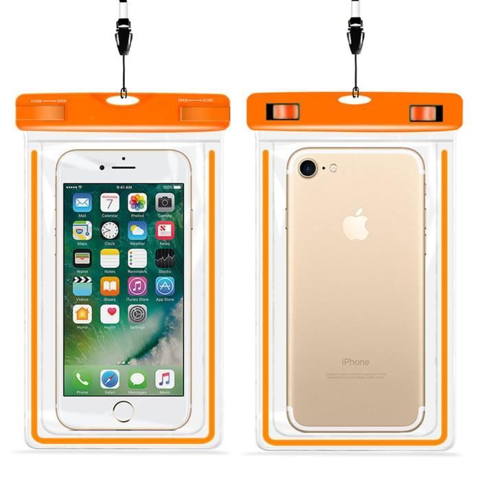 Pochette orange étanche pour téléphone