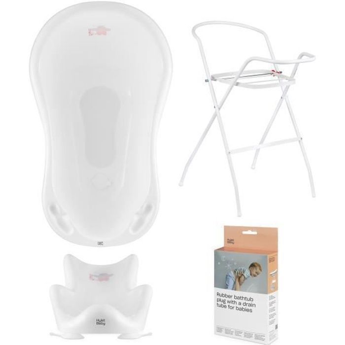 Ensemble de baignoire pour bébé Hylat Baby avec support et siège de bain Friends - blanc