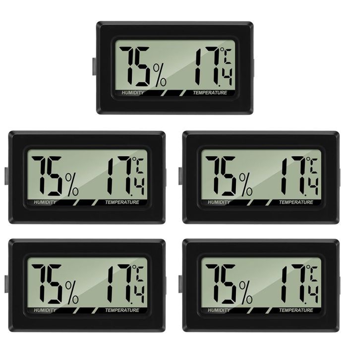 5 pcs Mini Digital LCD Thermomètre Hygromètre avec Sonde de Température Capteur Testeur pour Réfrigérateur Congélateurs Aquarium