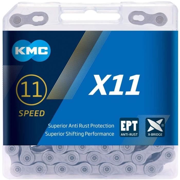 KMC X11 Ept X11EPT Chaîne 11 Vitesses 1/2`` x11/128 118 maillons Argent - BX11EP118