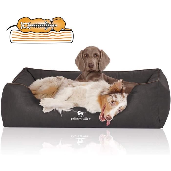Meilleurs prix pour Knuffelwuff Rockland Panier orthopédique pour chien en similicuir  M-L 85 x 63cm noir