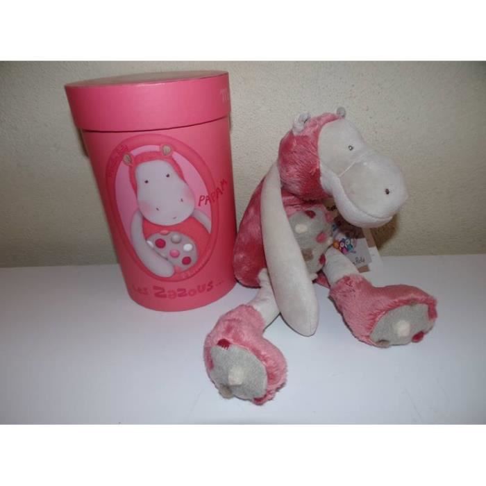 peluche hippopotame rose