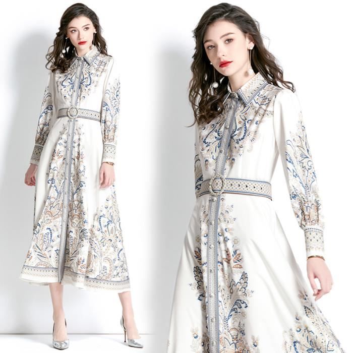 Robe moulante vintage baroque à manches longues et décolleté en V plongeant Femme