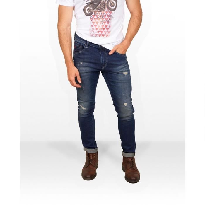 Skinny Lo Rider Jean Skinny - SKULL RIDER - SRIDER - Effet Vieilli - Denim Stretch - 5 ...