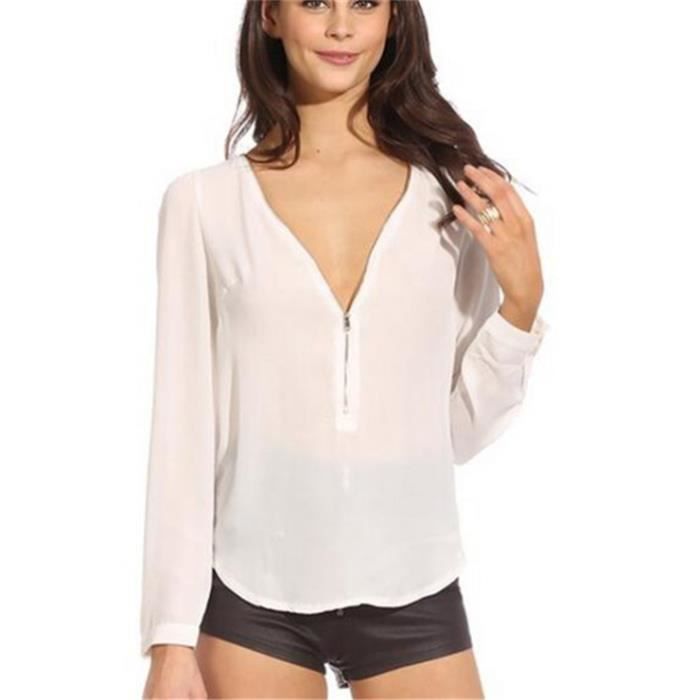 Chemisier Joie En Soie Bleu Taille 8 – Col V, Manches Longues, Boutonné