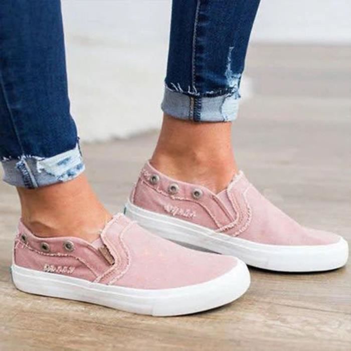Chaussures plates pour femmes à pied, sport confortable, chaussures  décontractées classiques confortables, baskets à enfiler Rose Rose -  Cdiscount Chaussures