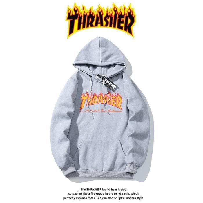 thrasher pull gris