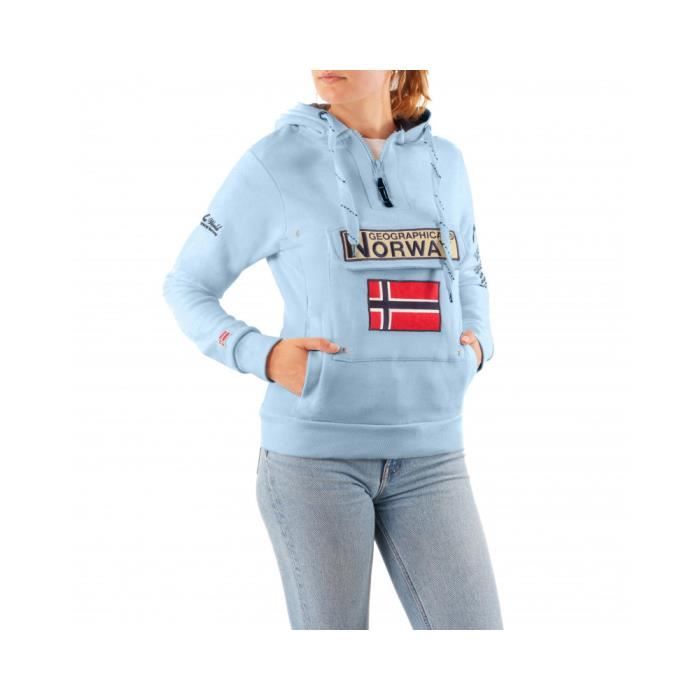 Sweat Femme Capuche Poches Kangourou Geographical Norway GYMCLASS LADY Bleu Ciel S Bleu ciel Cdiscount Pret a Porter