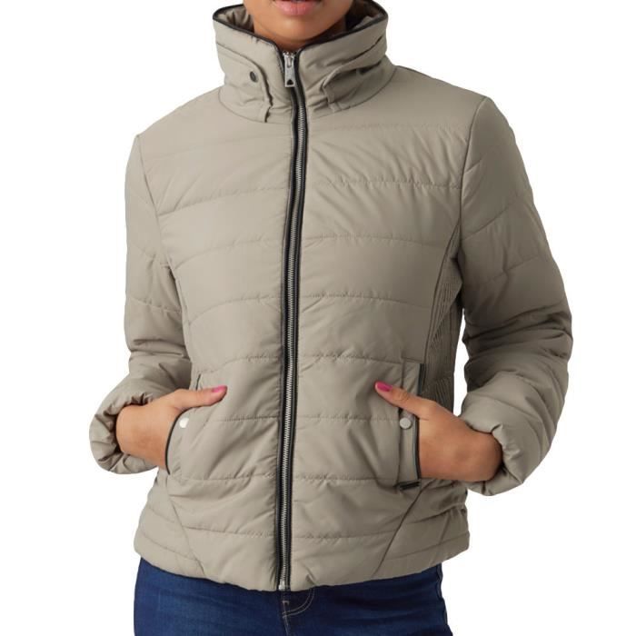 Doudoune Femme VERO MODA Clarisa Beige Effet matelassé Col montant