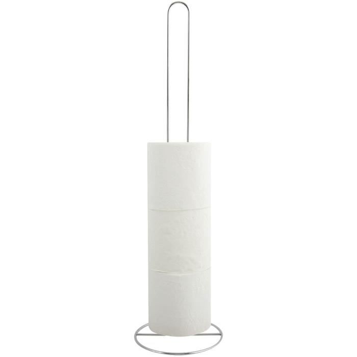 Porte-papier hygiénique sur pied avec rangement chrome