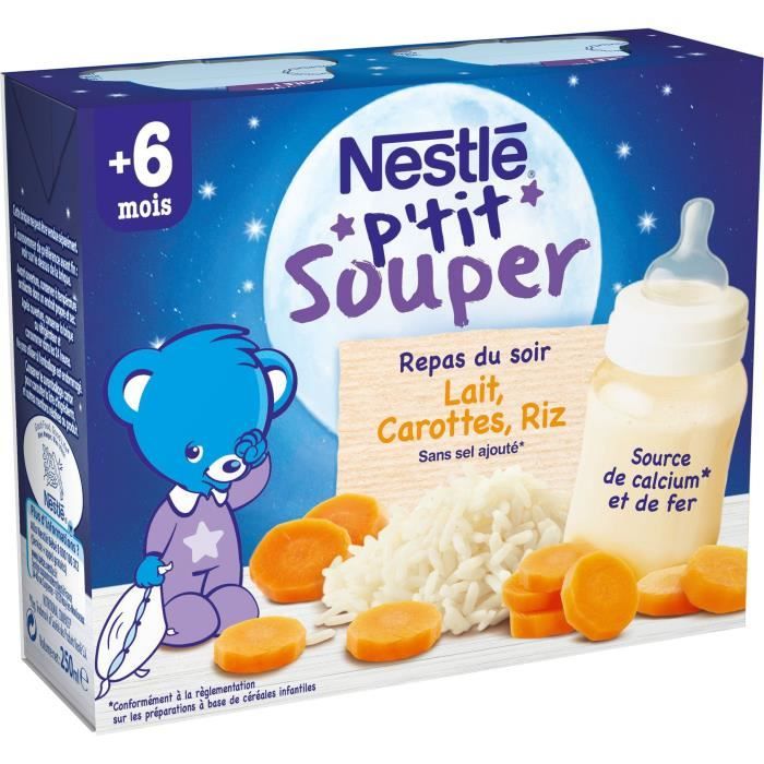 Nestle P Tit Souper Repas Du Soir Carottes Riz Avec Du Lait 2x250 Ml Des 4 6 Mois Cdiscount Au Quotidien