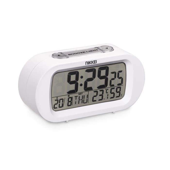 Réveil matin sur piles NIKKEI NR05WE Blanc Cdiscount TV Son Photo