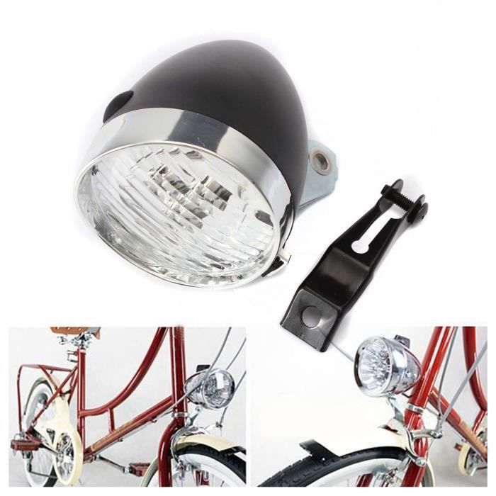 Omabeta lampe avant de vélo Feu avant de vélo rétro vintage avec support, phare de vélo à 3 LED super lumineux, sport eclairage