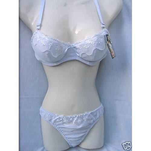 Ensemble Lingerie Blanc NTN Soutien-gorge 105C Balconnet Et String XL - Neuf