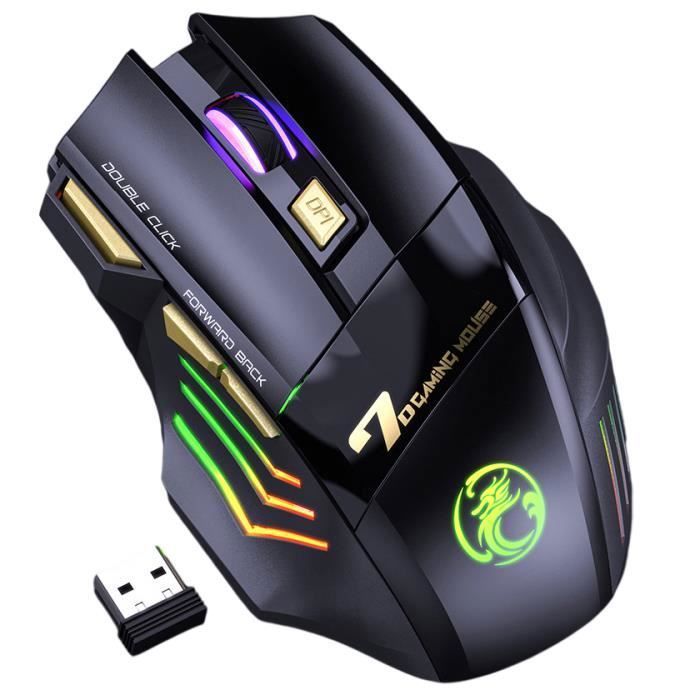 SDLOGAL Souris Gamer, Ergonomique 3 Niveaux DPI Réglable Souris avec 7 Bouton, Rétroéclairage